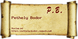 Pethely Bodor névjegykártya